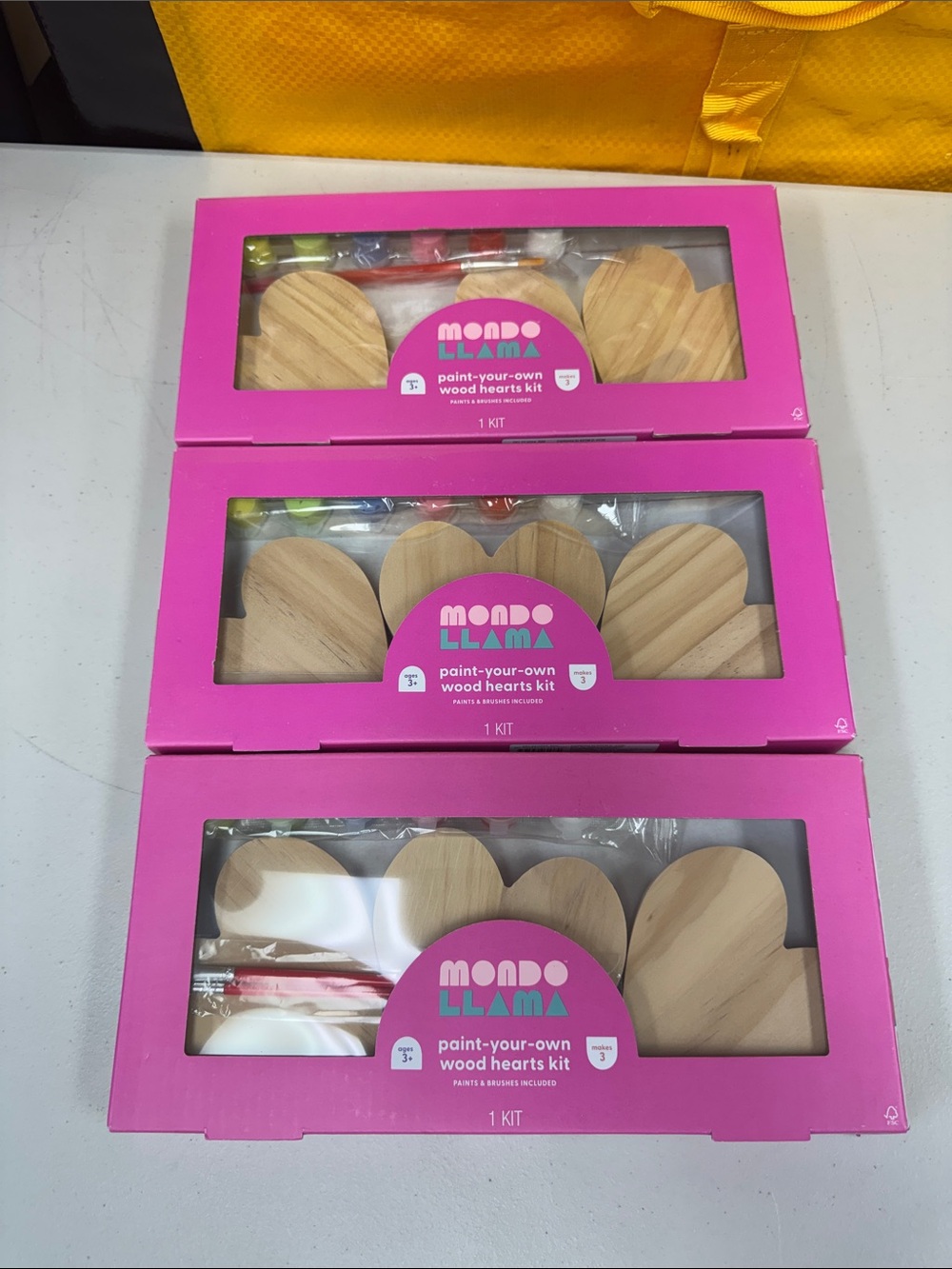 Mondo Llama Paint-Your-Own Wood Hearts Kit - Natural Wood bundle 9 hearts new